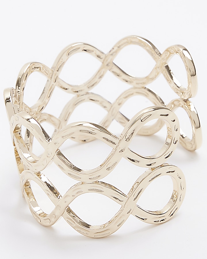 Gold cut out heart cuff bracelet