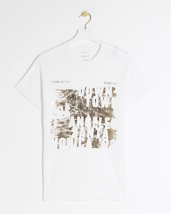 White graphic foil t-shirt