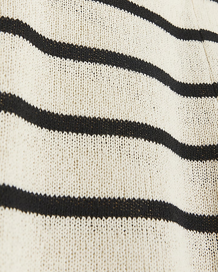 Black stripe knit wide leg trousers