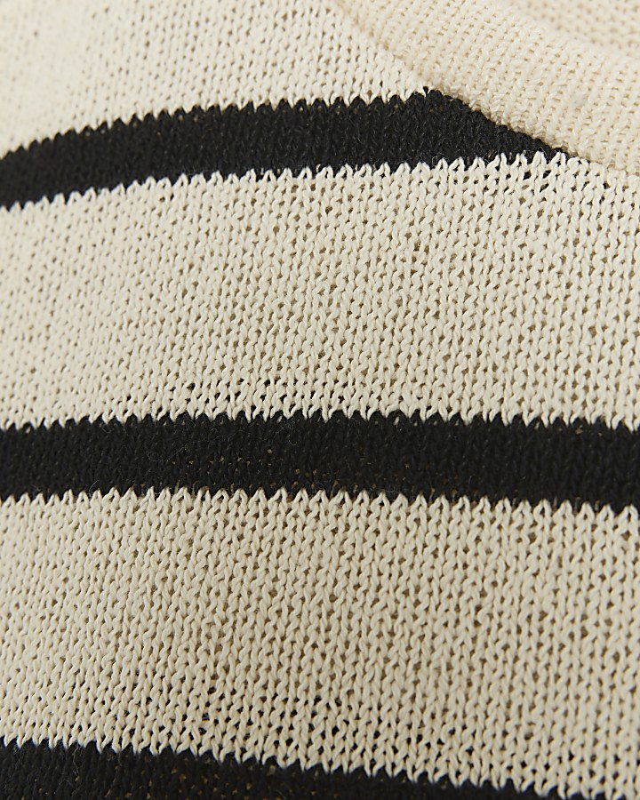 Black crochet stripe short sleeve top