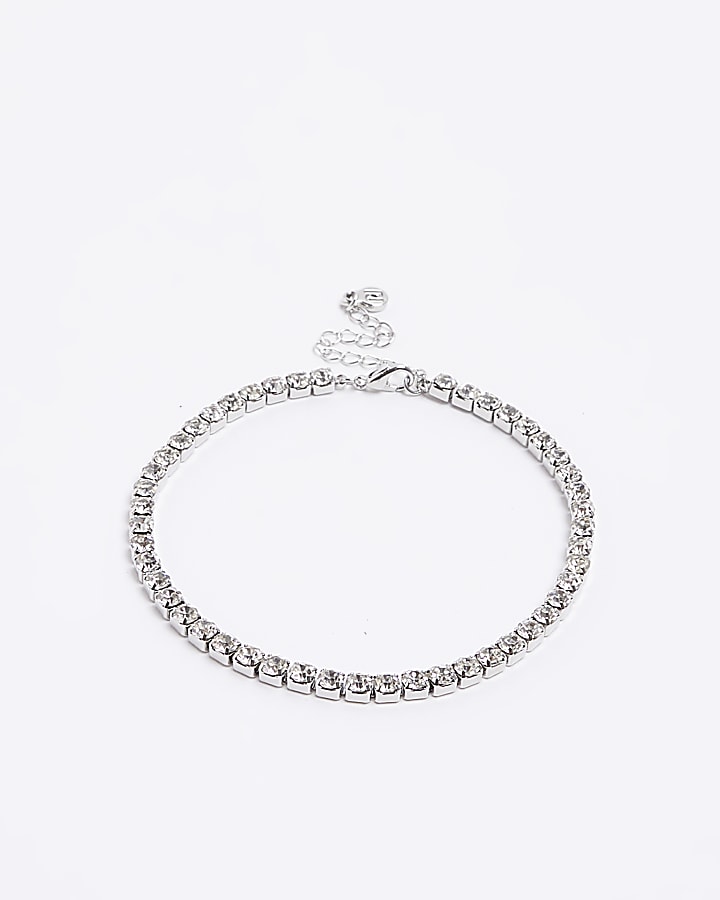 Silver colour stone anklet