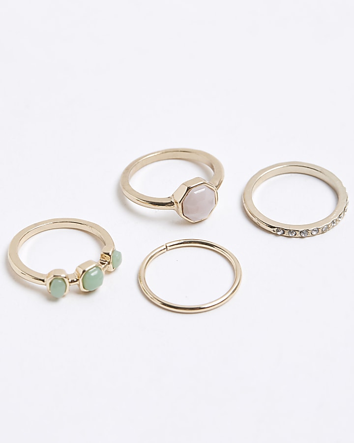 Gold stone rings multipack