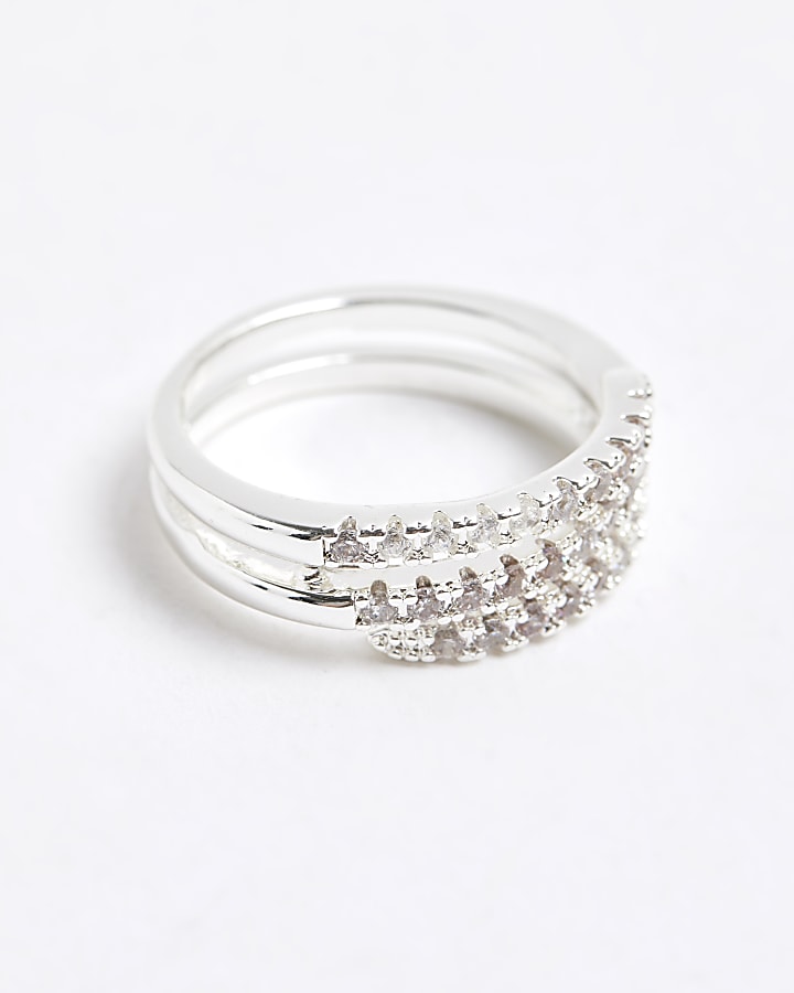 Silver Diamante Wrap Ring