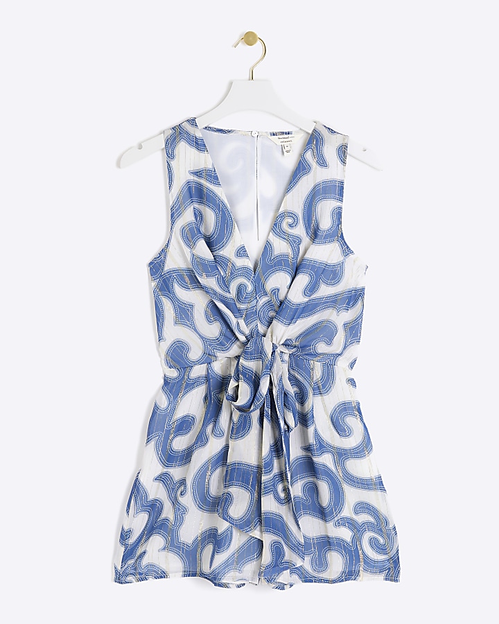 Blue abstract glitter playsuit