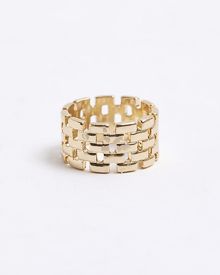 Gold colour textured ring