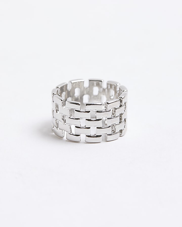 Silver colour textured ring