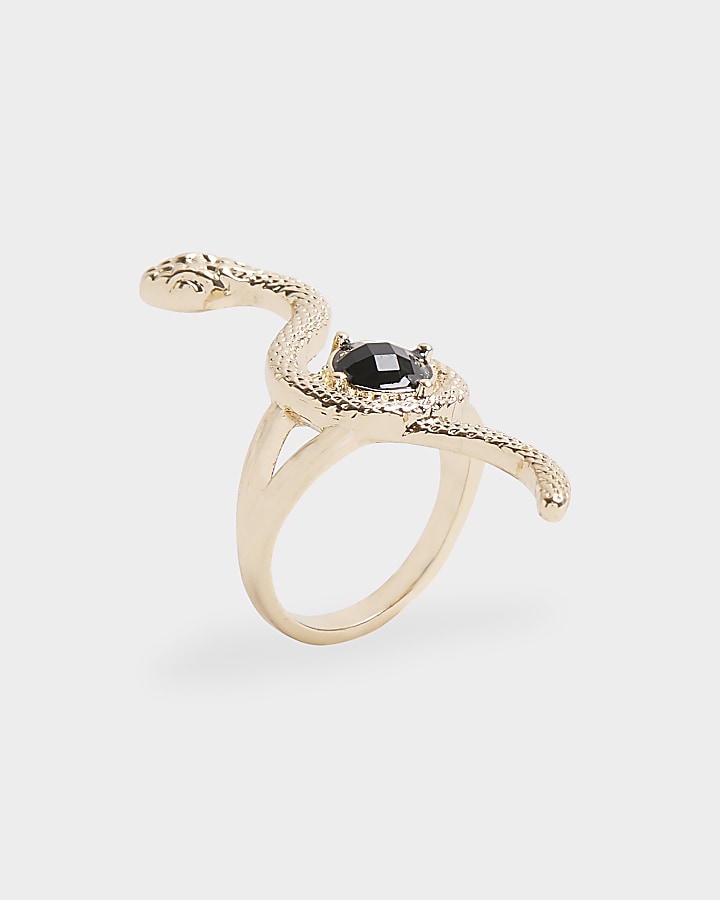 Black Stone Snake Ring