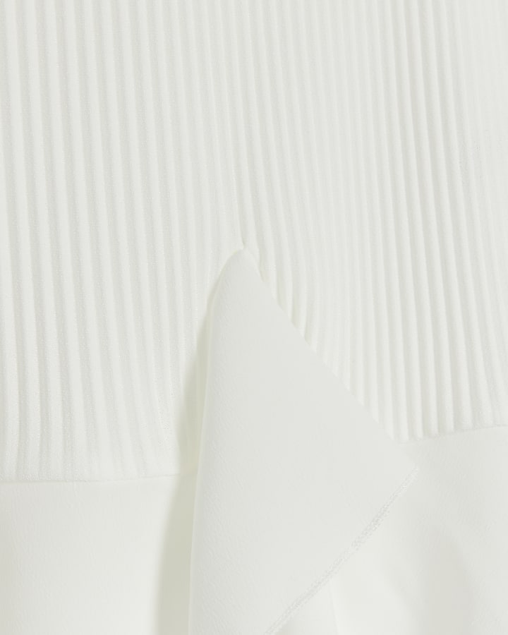 White plisse frill hem vest top River Island