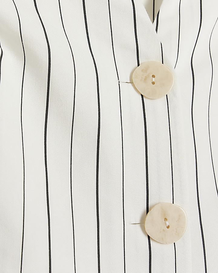 Cream stripe button down playsuit River Island