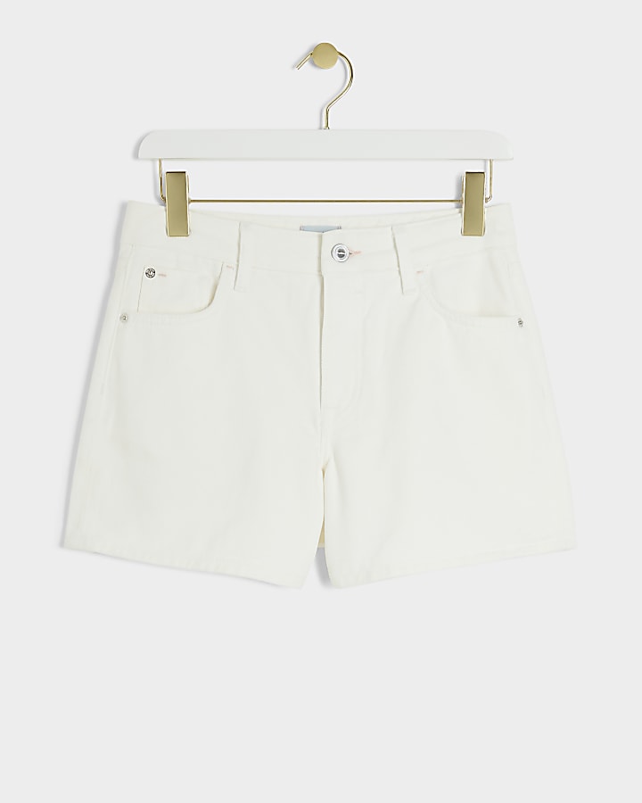 White A Line Denim Shorts