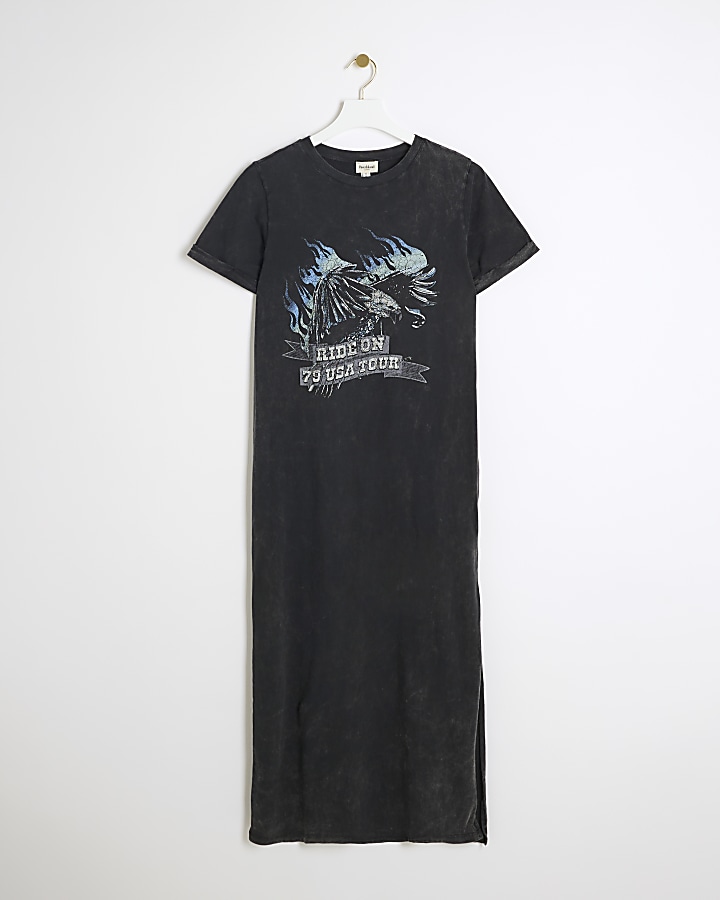 Grey Eagle Flame Rock Midi T-shirt Dress