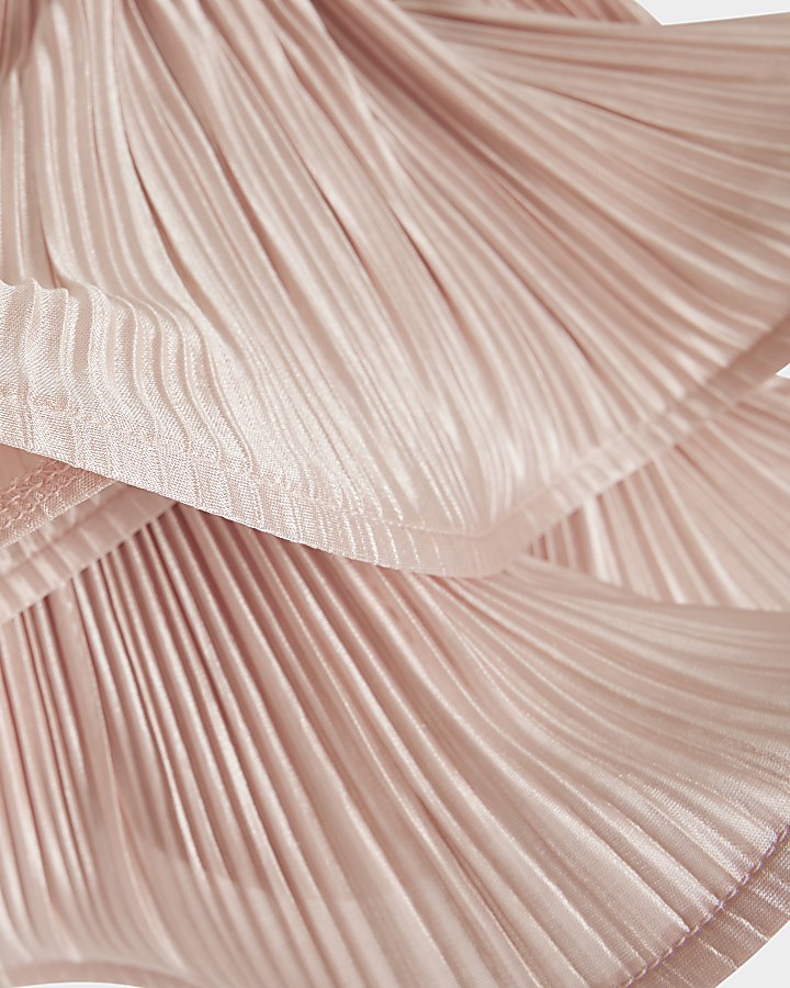 Pink plisse frill bandeau top