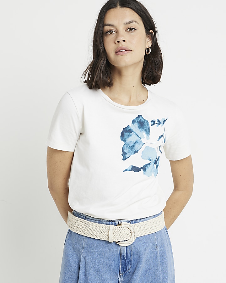 Cream floral graphic t-shirt