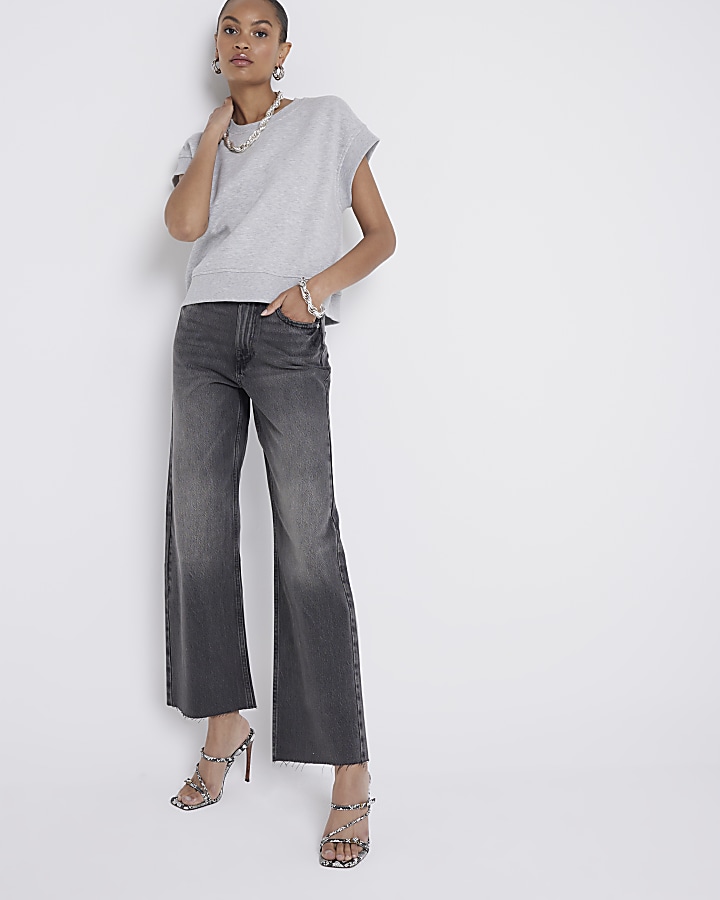 Black Faded Relaxed Straight Jeans | River Island