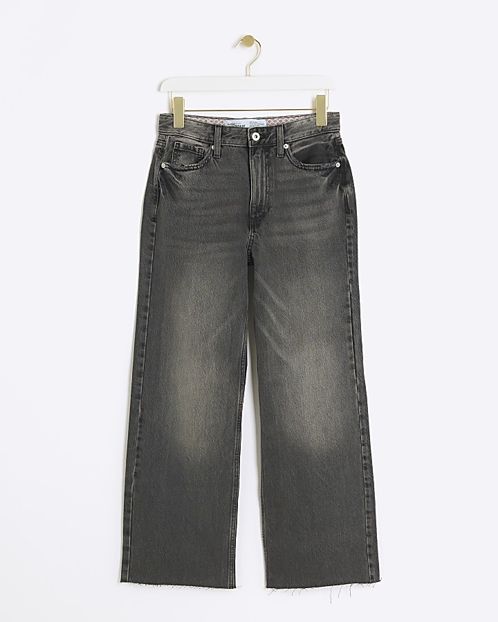 Black Faded Relaxed Straight Jeans | River Island