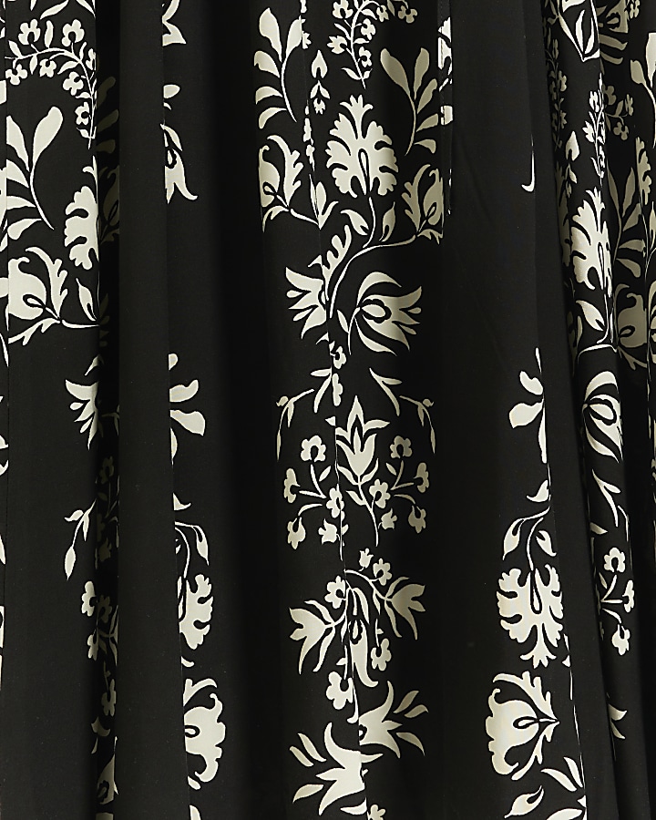 Black floral beaded swing maxi dress