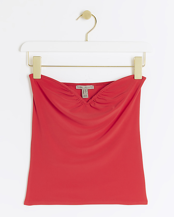 Red Sweetheart Bandeau Top