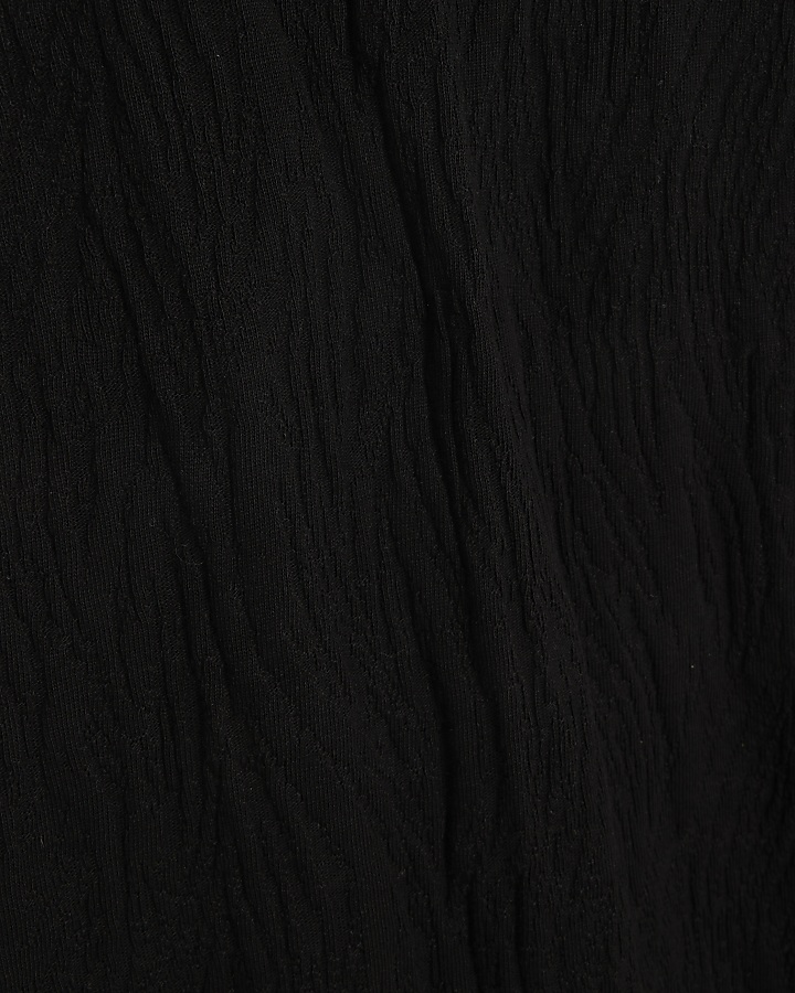 Black textured open back bodycon midi dress