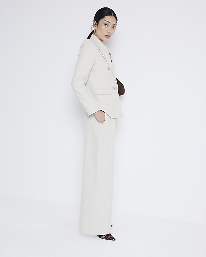 Wide-leg cotton trousers Beige Light