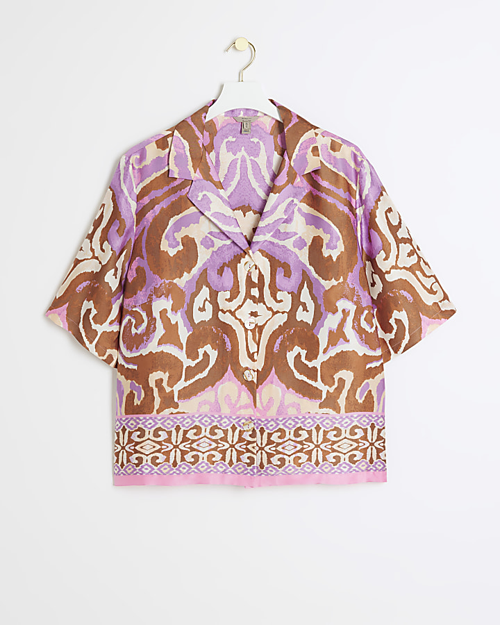 Plus Purple abstract print shirt