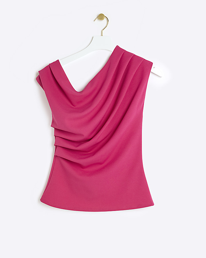 Pink off shoulder drape top