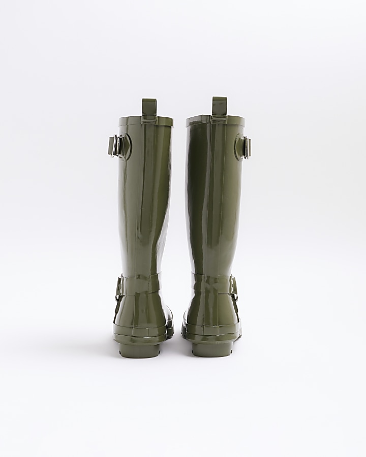 khaki rubber boots