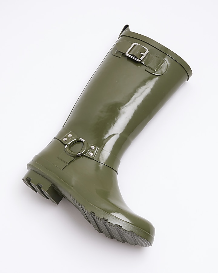 khaki rubber boots