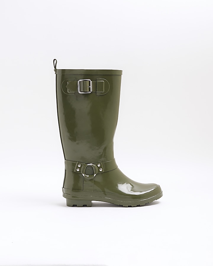 khaki rubber boots