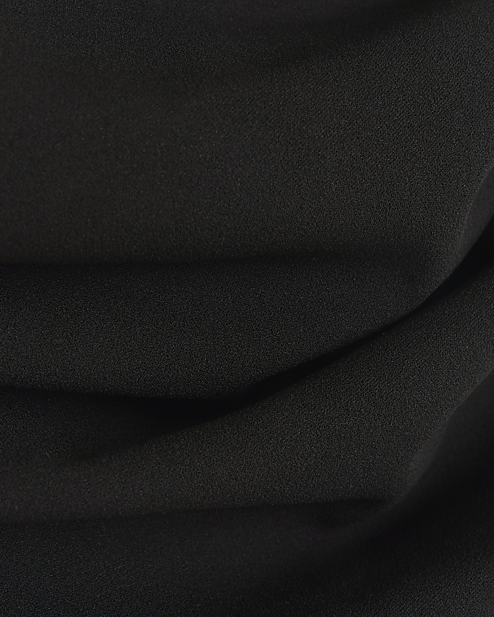 Black drape asymmetric bodycon mini dress