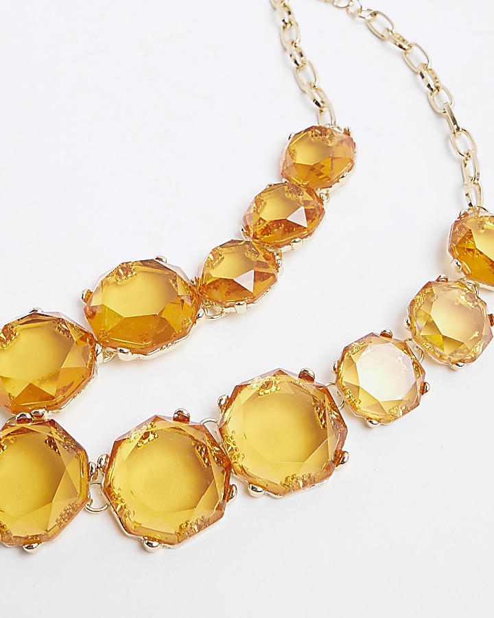 Gold colour chunky stone necklace