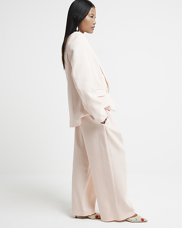 Petite Pink Wide Leg Trousers