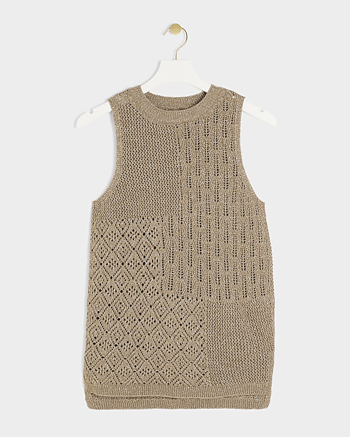 Beige knitted tank top
