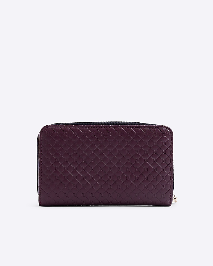 Dark Red patent embossed envelope purse