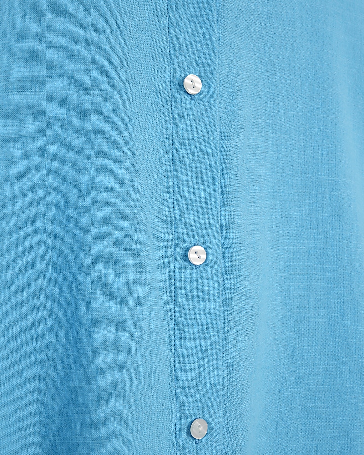 Blue linen blend oversized shirt