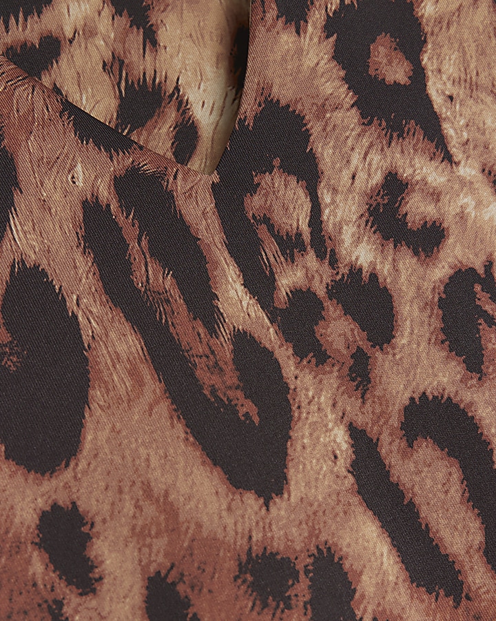 Brown leopard print v-neck bodysuit
