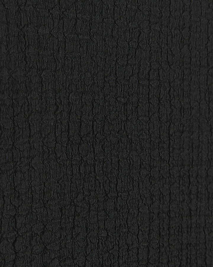 Black textured shift mini dress