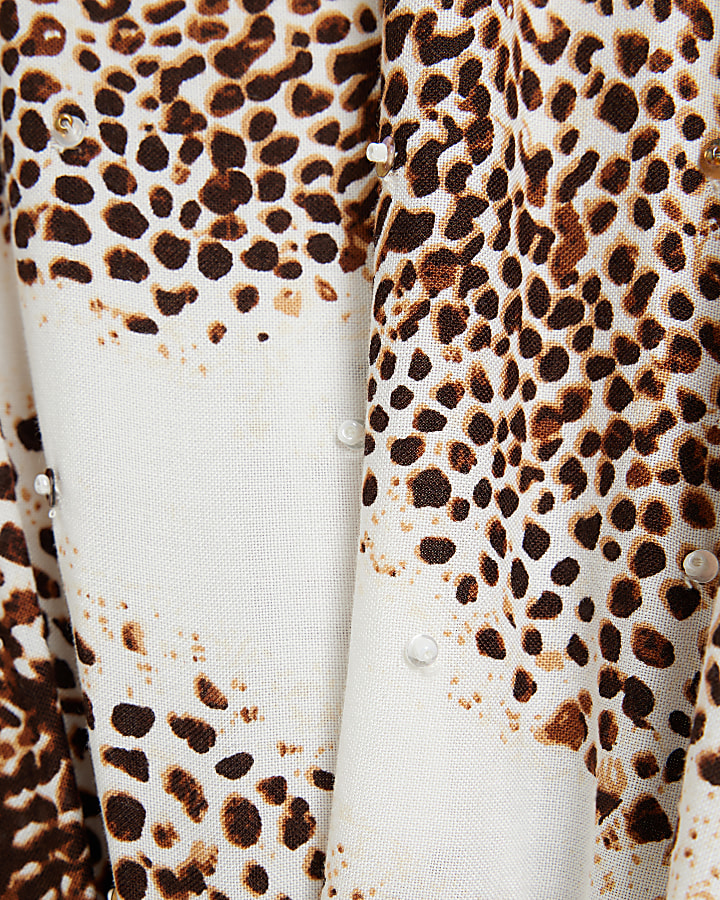 Cream Leopard Print Mini Dress | River Island