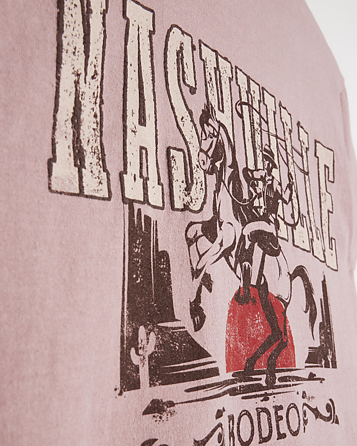 Pink Nashville graphic print t-shirt