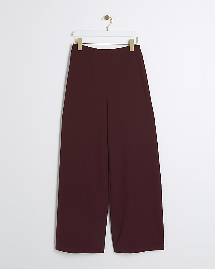 Red stitched wide leg trousers | River Island