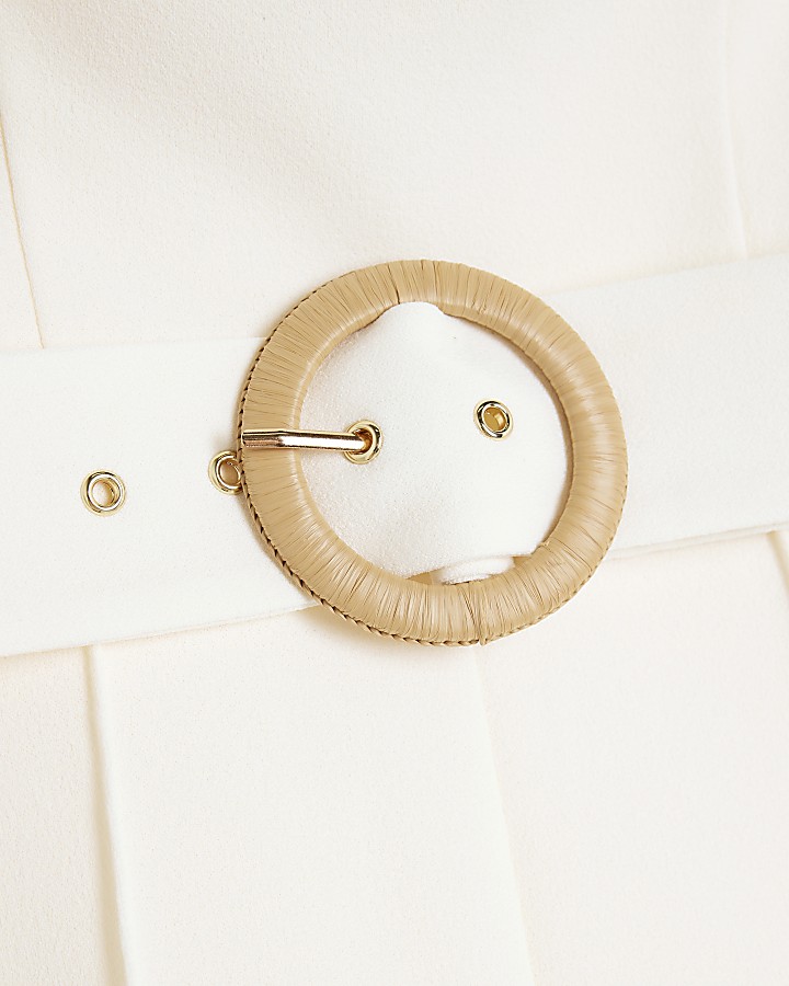 Cream Belted Bandeau Playsuit River Island