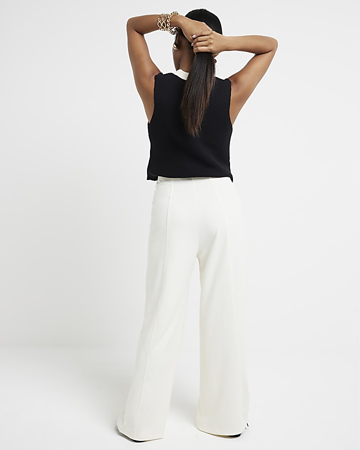 Petite Cream Wide Leg Trousers