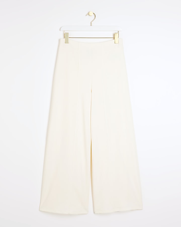 Petite Cream Wide Leg Trousers