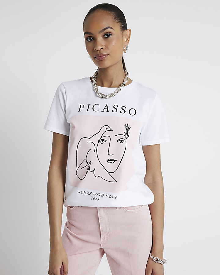 White Picasso graphic t-shirt