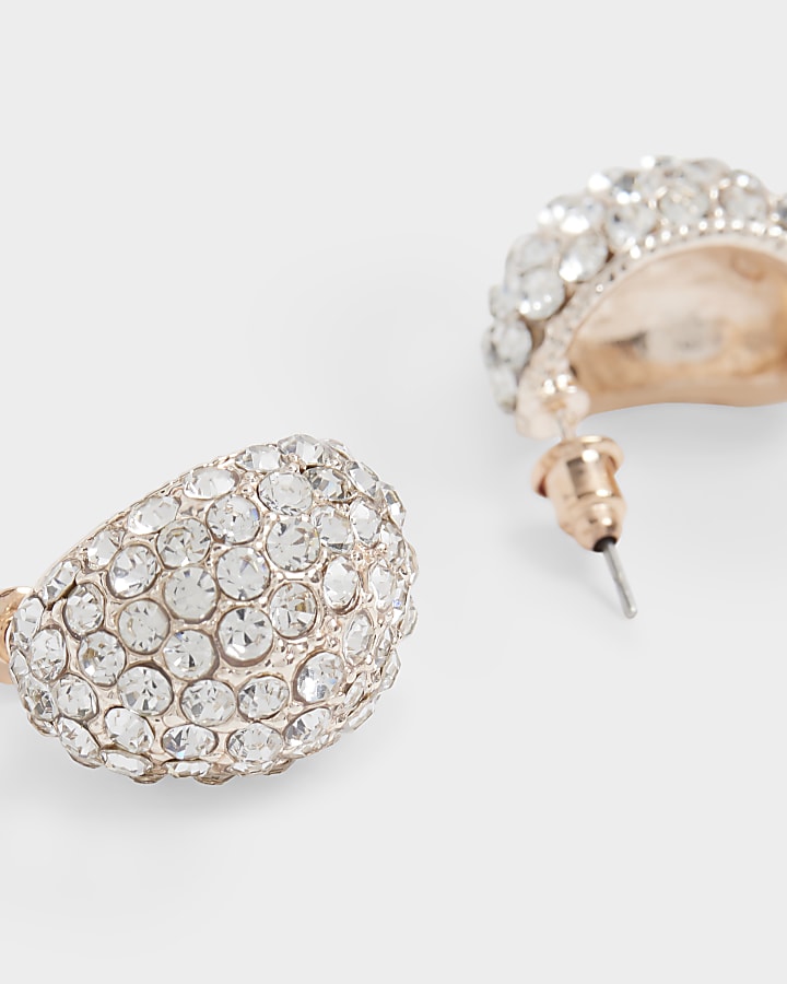 Rose gold diamante domed earrings