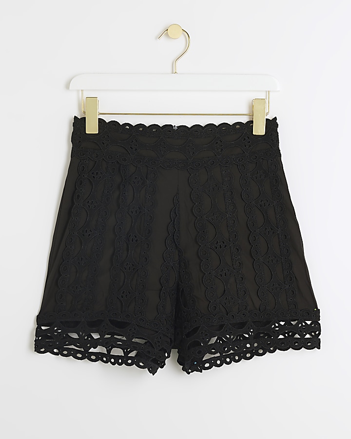 Black Lace Cutwork Shorts
