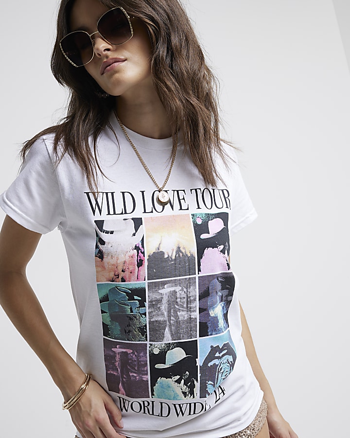 White Wild Love Tour Graphic Print T-shirt