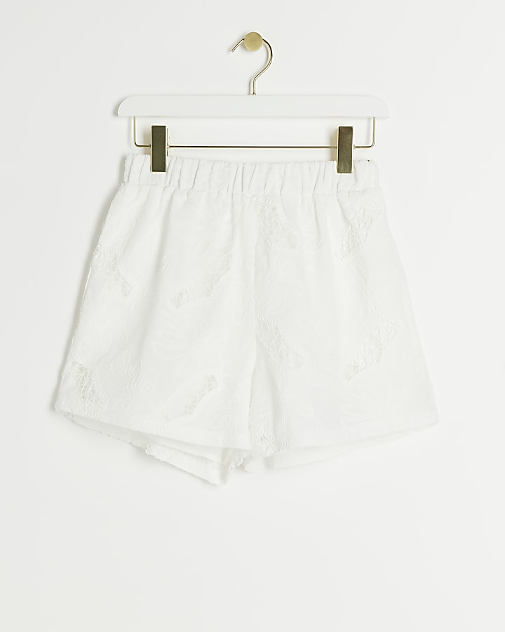 White Broderie shorts | River Island