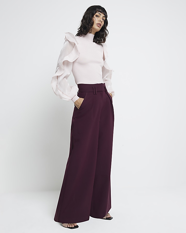 Pink frill Long Sleeve top River Island