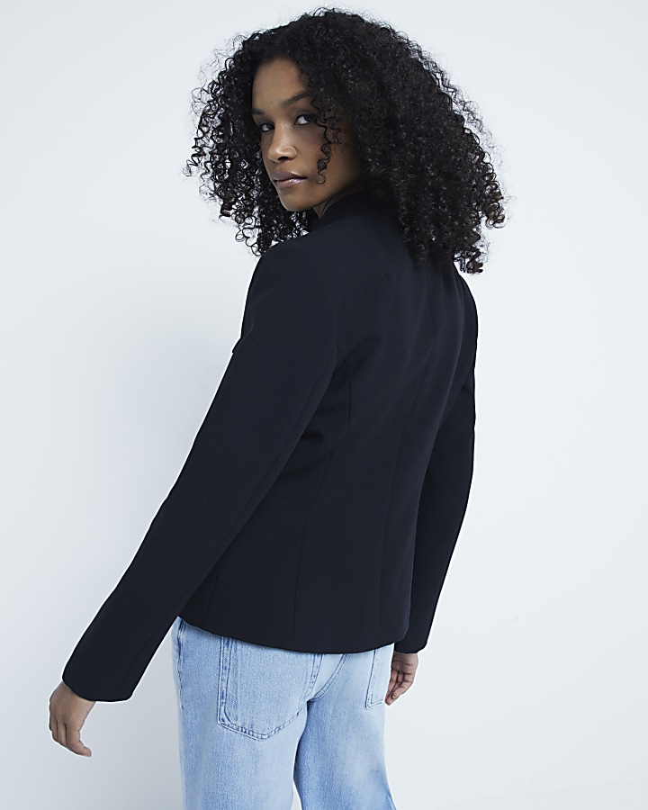 Black pocketed military blazer River Island