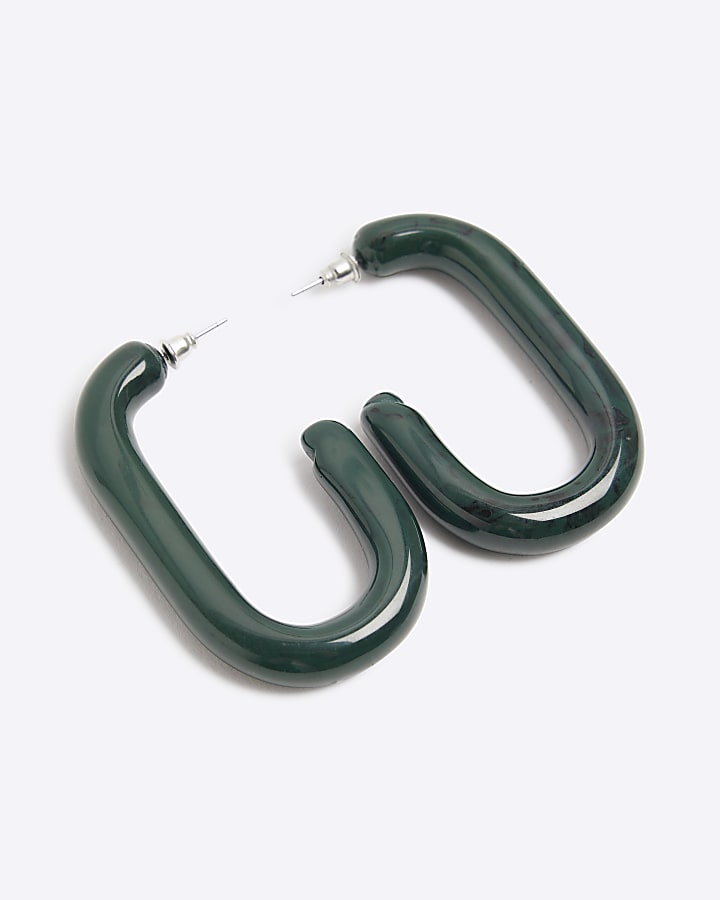 Green resin hoop earrings